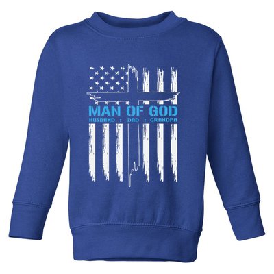 Man Of God Cross American Flag Jesus Christian Toddler Sweatshirt
