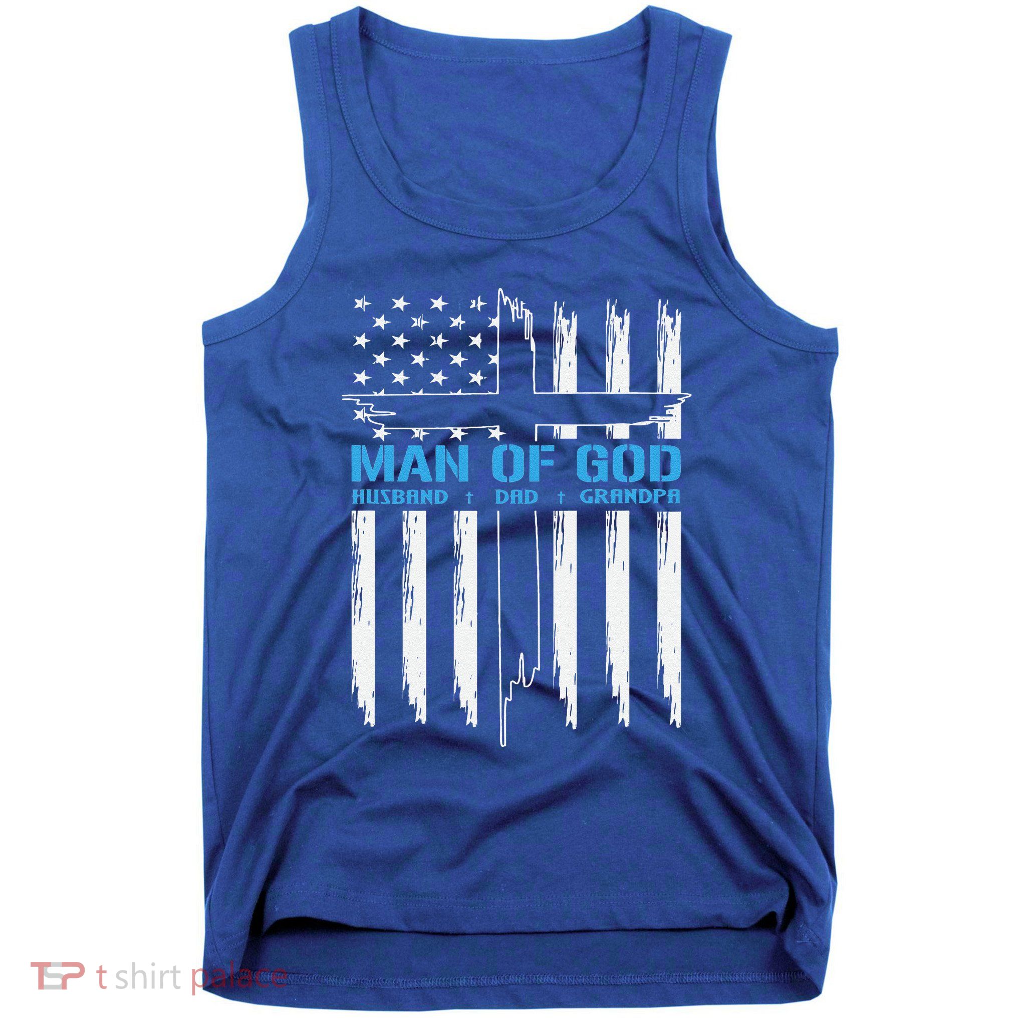 Man Of God Cross American Flag Jesus Christian Tank Top