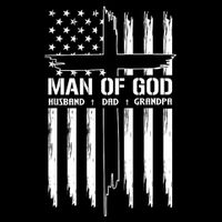 Man Of God Husband Dad Grandpa Funny Cropped Pullover Crew