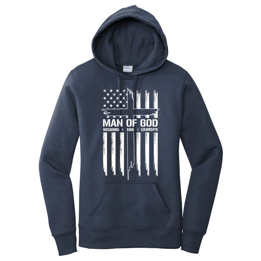 Man Of God Husband Dad Grandpa Funny Women's Pullover Hoodie