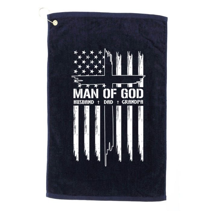 Man Of God Husband Dad Grandpa Funny Golf Towel