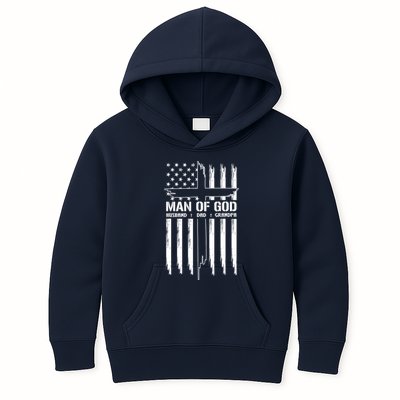 Man Of God Husband Dad Grandpa Funny Kids Hoodie