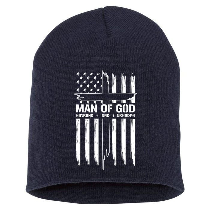 Man Of God Husband Dad Grandpa Funny Short Acrylic Beanie