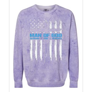 Man Of God Cross American Flag Jesus Christian Colorblast Crewneck Sweatshirt