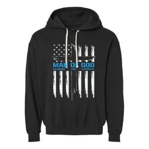 Man Of God Cross American Flag Jesus Christian Garment-Dyed Fleece Hoodie