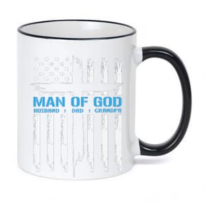 Man Of God Cross American Flag Jesus Christian 11oz Black Color Changing Mug