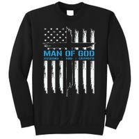 Man Of God Cross American Flag Jesus Christian Sweatshirt