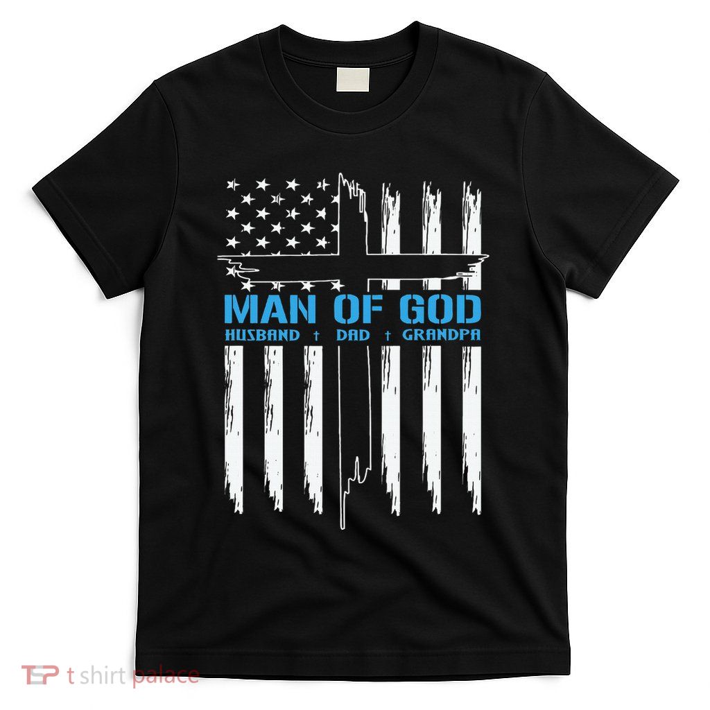 Man Of God Cross American Flag Jesus Christian T-Shirt