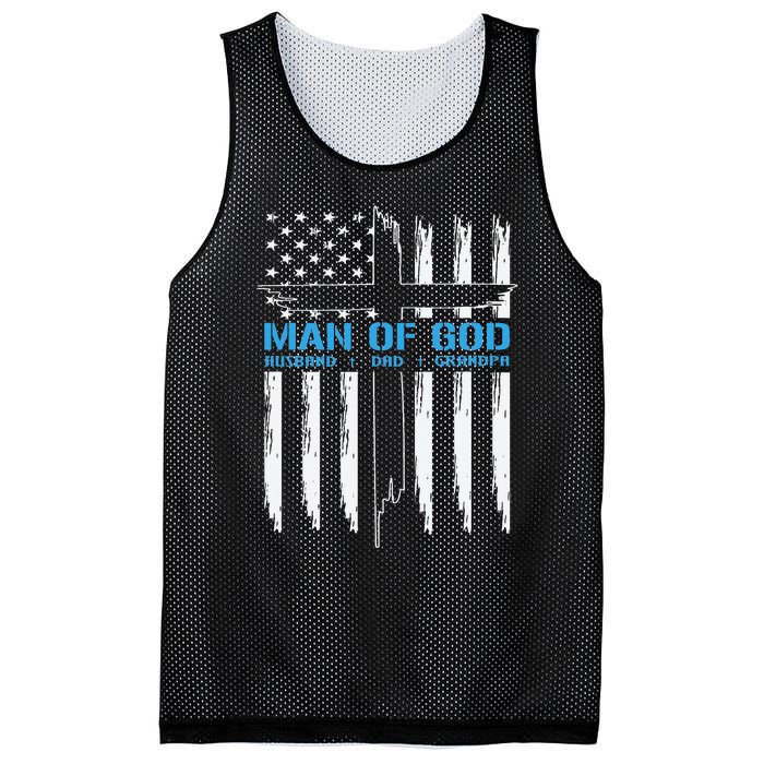 Man Of God Cross American Flag Jesus Christian Mesh Reversible Basketball Jersey Tank