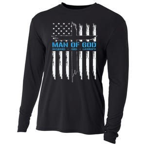 Man Of God Cross American Flag Jesus Christian Cooling Performance Long Sleeve Crew