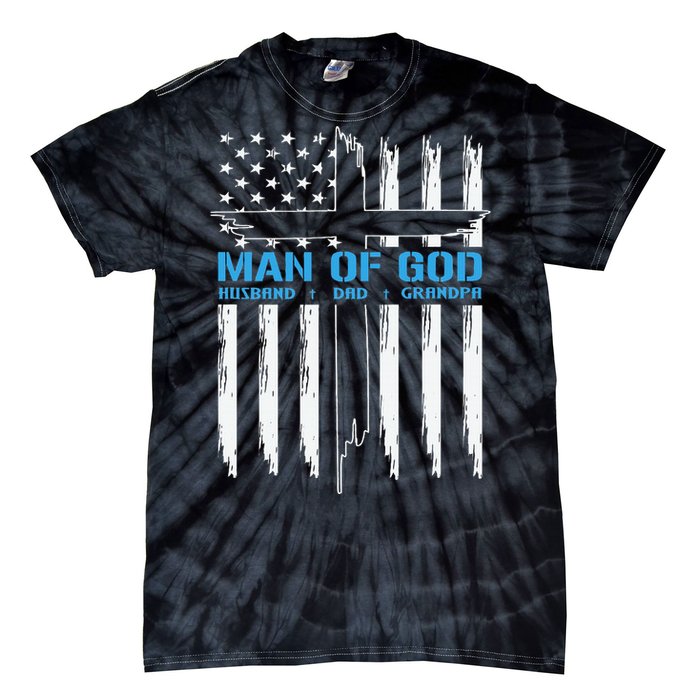 Man Of God Cross American Flag Jesus Christian Tie-Dye T-Shirt