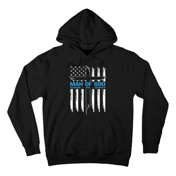 Man Of God Cross American Flag Jesus Christian Tall Hoodie