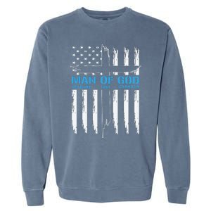 Man Of God Cross American Flag Jesus Christian Garment-Dyed Sweatshirt