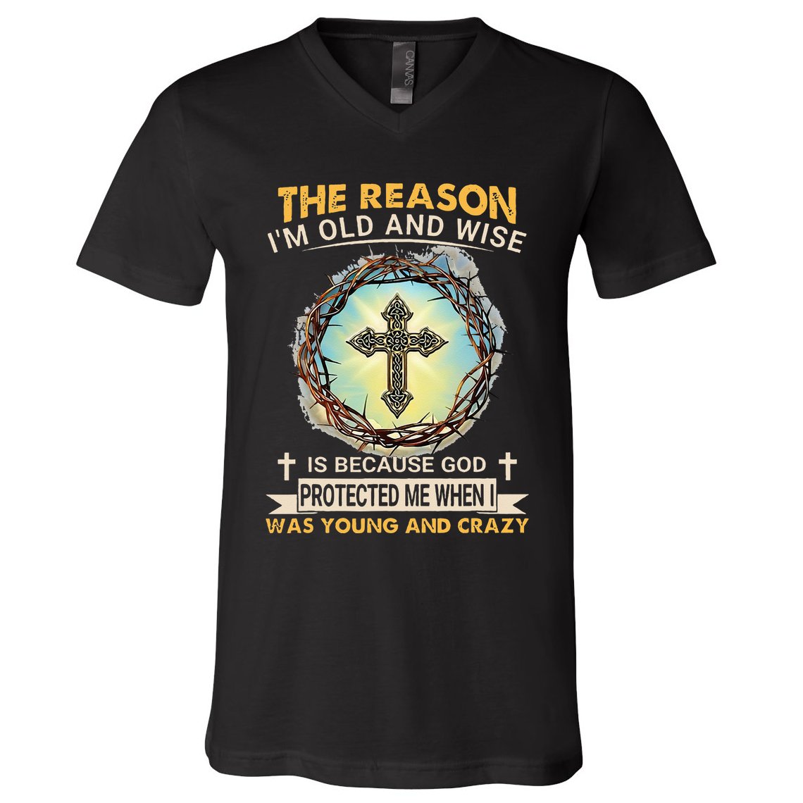 Man Of God The Reason I Am Old And Wise Is Because God Prote V-Neck T-Shirt