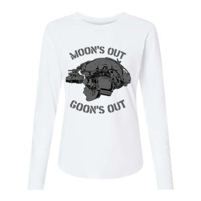 MOON'S OUT GOON'S OUT Skull Helmet NVGs Military 'S Womens Cotton Relaxed Long Sleeve T-Shirt