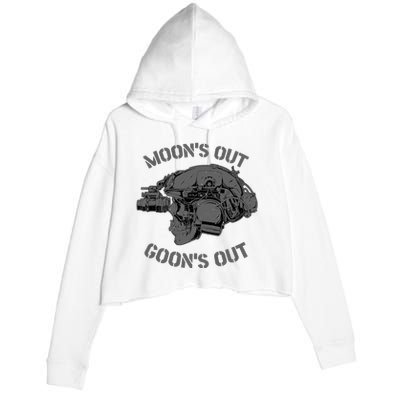 MOON'S OUT GOON'S OUT Skull Helmet NVGs Military 'S Crop Fleece Hoodie