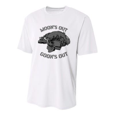 MOON'S OUT GOON'S OUT Skull Helmet NVGs Military 'S Youth Performance Sprint T-Shirt