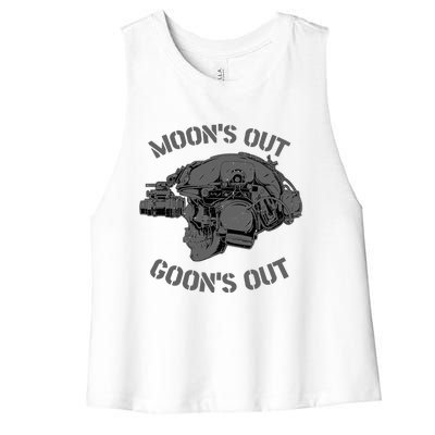 MOON'S OUT GOON'S OUT Skull Helmet NVGs Military 'S Women's Racerback Cropped Tank