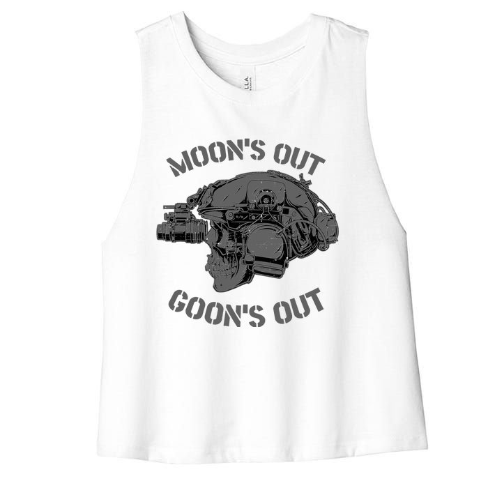 MOON'S OUT GOON'S OUT Skull Helmet NVGs Military 'S Women's Racerback Cropped Tank