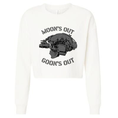 MOON'S OUT GOON'S OUT Skull Helmet NVGs Military 'S Cropped Pullover Crew