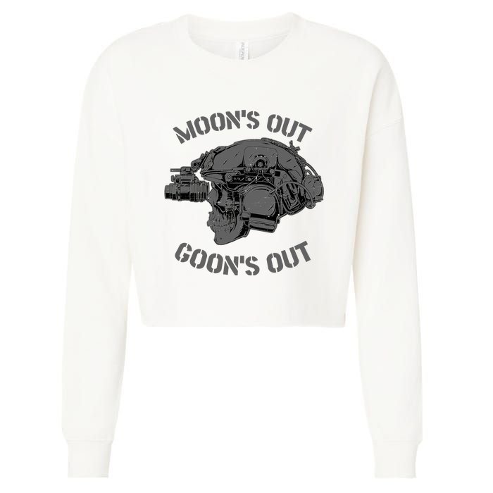 MOON'S OUT GOON'S OUT Skull Helmet NVGs Military 'S Cropped Pullover Crew