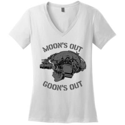 MOON'S OUT GOON'S OUT Skull Helmet NVGs Military 'S Women's V-Neck T-Shirt