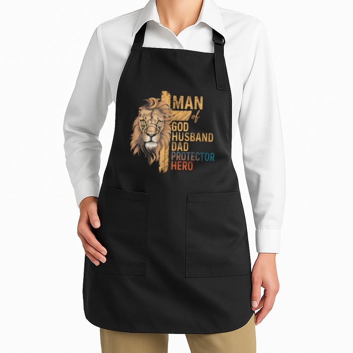 Man Of God Husband Daddy Protector Hero Lion FatherS Day Apron