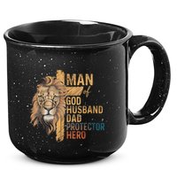 Man Of God Husband Daddy Protector Hero Lion FatherS Day 15oz Campfire Ceramic Mug