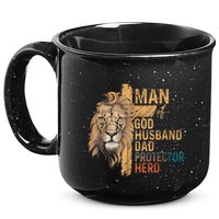 Man Of God Husband Daddy Protector Hero Lion FatherS Day 15oz Campfire Ceramic Mug