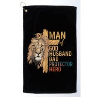 Man Of God Husband Daddy Protector Hero Lion FatherS Day Golf Towel
