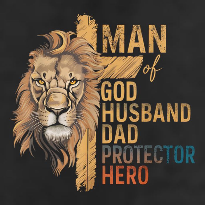 Man Of God Husband Daddy Protector Hero Lion FatherS Day Golf Towel