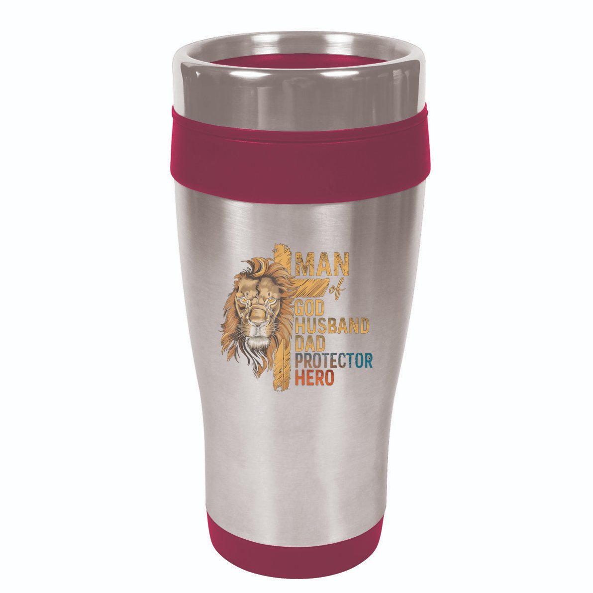 Man Of God Husband Daddy Protector Hero Lion FatherS Day 16oz Travel Tumbler