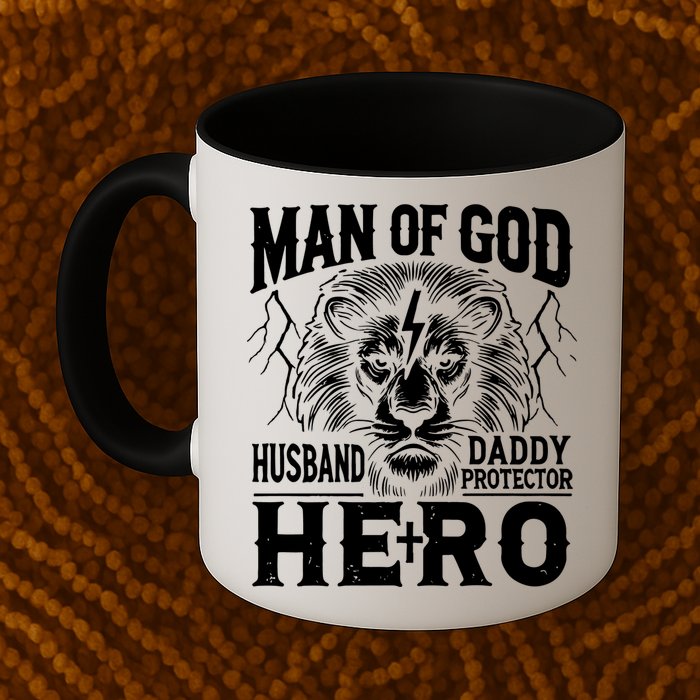 Man Of God Husband Daddy Protector Hero Dad Father's Day Mug