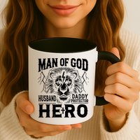 Man Of God Husband Daddy Protector Hero Dad Father's Day Mug