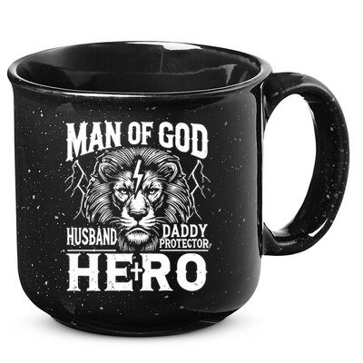 Man Of God Husband Daddy Protector Hero Dad Father's Day 15oz Campfire Ceramic Mug
