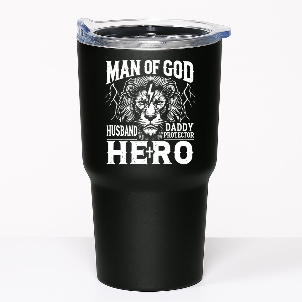 Man Of God Husband Daddy Protector Hero Dad Father's Day Tumbler