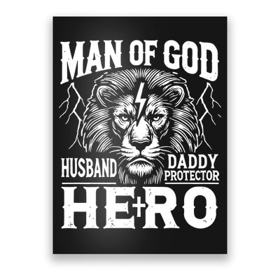 Man Of God Husband Daddy Protector Hero Dad Father's Day Poster