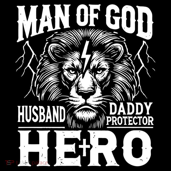 Man Of God Husband Daddy Protector Hero Dad Father's Day Premium T-Shirt
