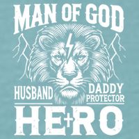 Man Of God Husband Daddy Protector Hero Dad Father's Day Sueded Cloud Jersey T-Shirt