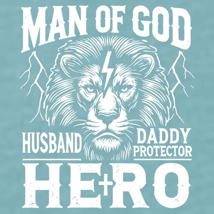 Man Of God Husband Daddy Protector Hero Dad Father's Day Sueded Cloud Jersey T-Shirt