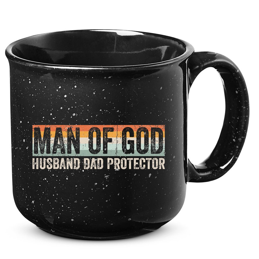 Man Of God Husband Dad Protector Christian Dad Father's Day 15oz Campfire Ceramic Mug