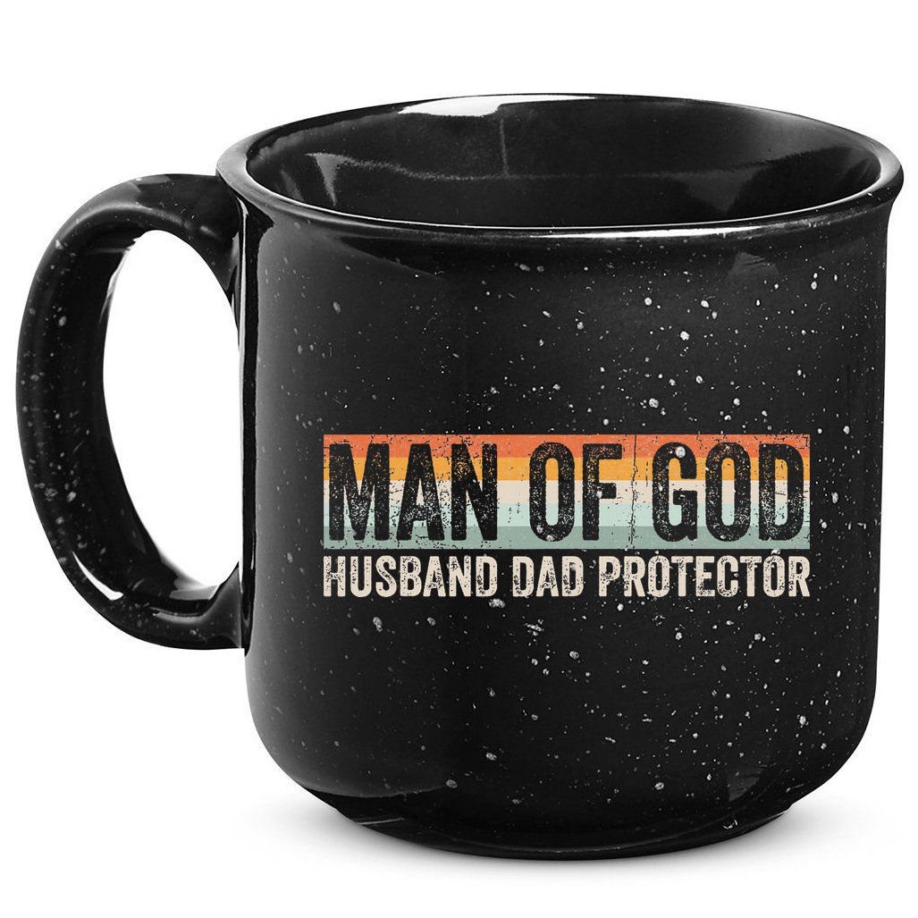 Man Of God Husband Dad Protector Christian Dad Father's Day 15oz Campfire Ceramic Mug
