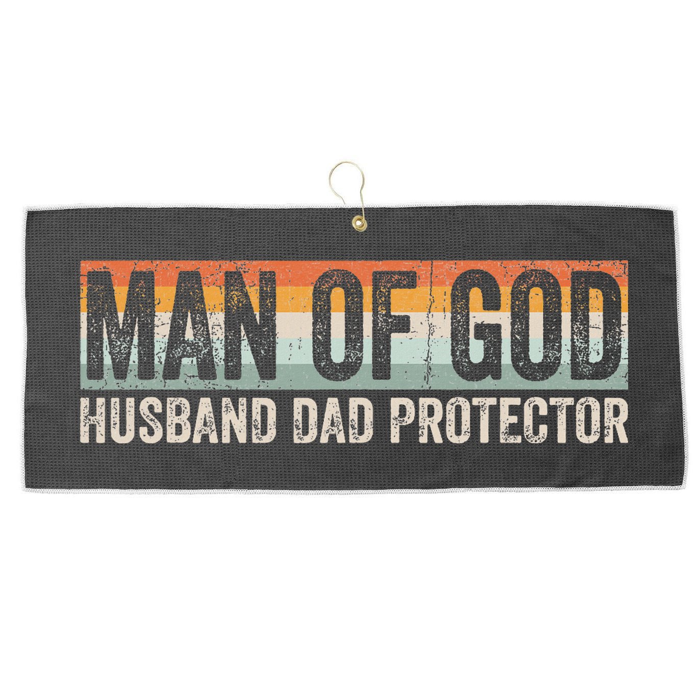 Man Of God Husband Dad Protector Christian Dad Father's Day Large Microfiber Waffle Golf Towel