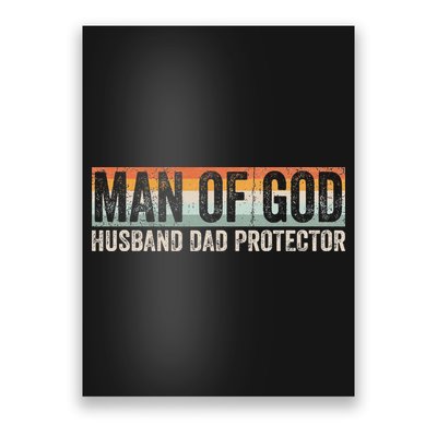 Man Of God Husband Dad Protector Christian Dad Father's Day Poster