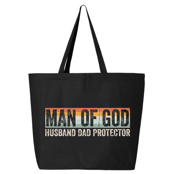 Man Of God Husband Dad Protector Christian Dad Father's Day 25L Jumbo Tote