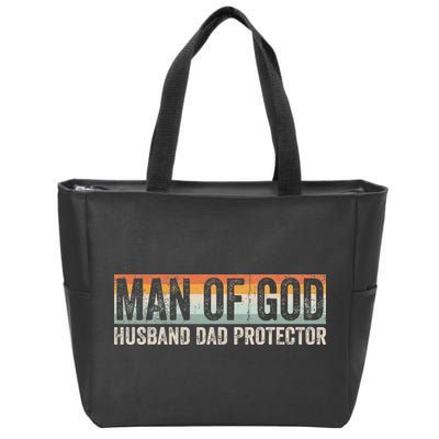 Man Of God Husband Dad Protector Christian Dad Father's Day Zip Tote Bag