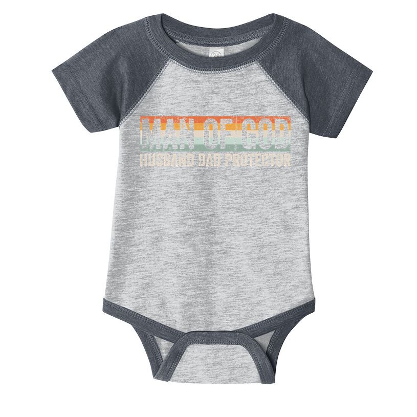 Man Of God Husband Dad Protector Christian Dad Father's Day Infant Baby Jersey Bodysuit