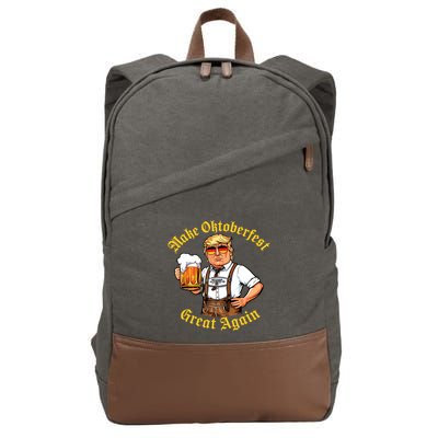 Make Oktoberfest Great Again Funny Trump Drink Beer Prost Cotton Canvas Backpack
