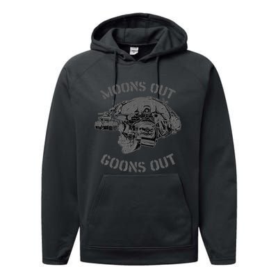 MoonS Out Goons Out Skull Helmet Nvgs Nsw Swcc Dbg Pin Performance Fleece Hoodie