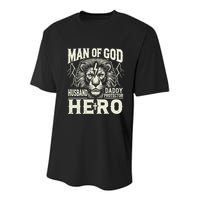 Man Of God Husband Daddy Protector Hero Youth Performance Sprint T-Shirt
